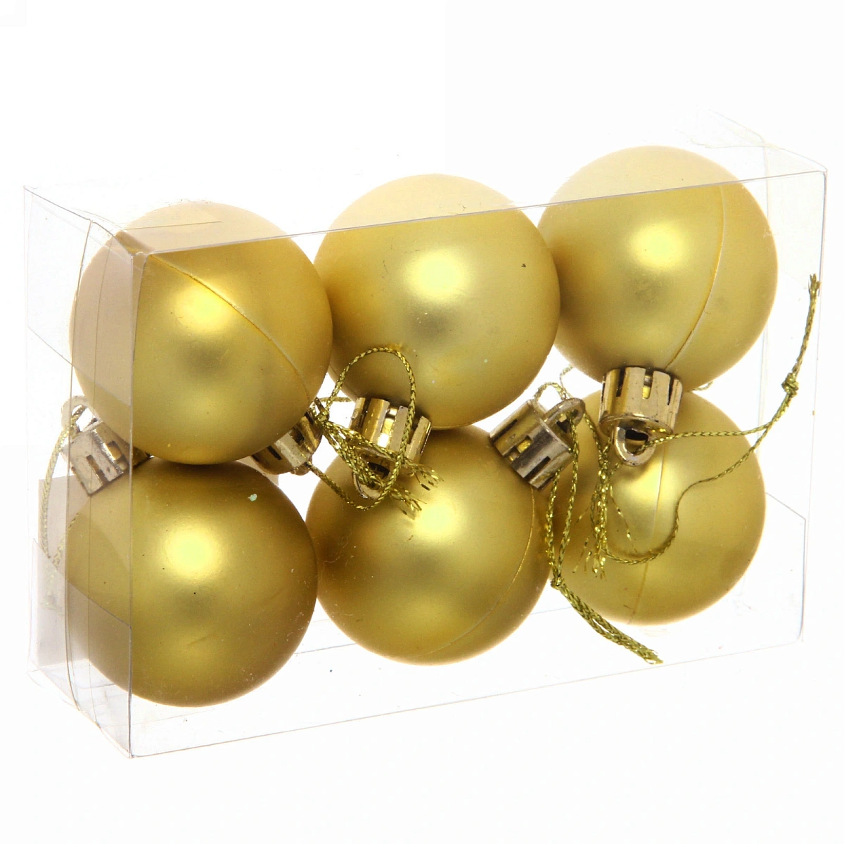 Новогодние шары 4 см (набор 6 шт) "Матовый", золото