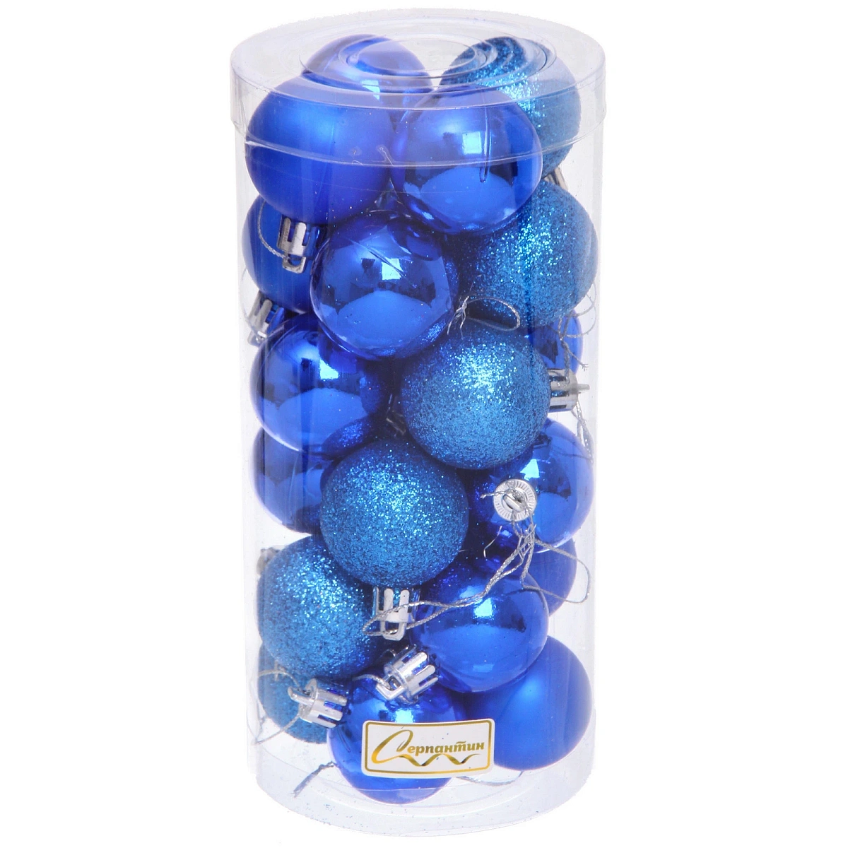 Новогодние шары 4 см (набор 24 шт) "Микс фактур", синий