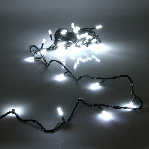 Гирлянда для дома НИТЬ "Хрусталь" 8 м 50 ламп LED, черный пров,IP-40. 8 режимов, Белый (возможность соединения)
