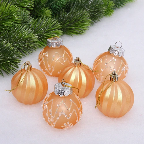 Набор шаров 6 см "Солнечная сказка" (в наборе 12 шт), Янтарь