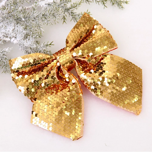 Бант на ёлку "Сияние" 16*17 см, Золото