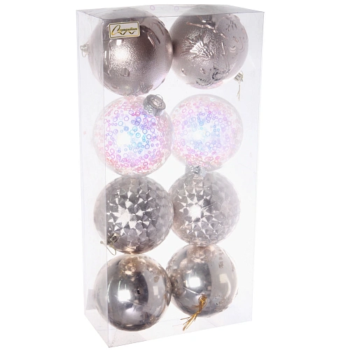 Новогодние шары Сказочное королевство 10 см (набор 8 шт), Шампань_4