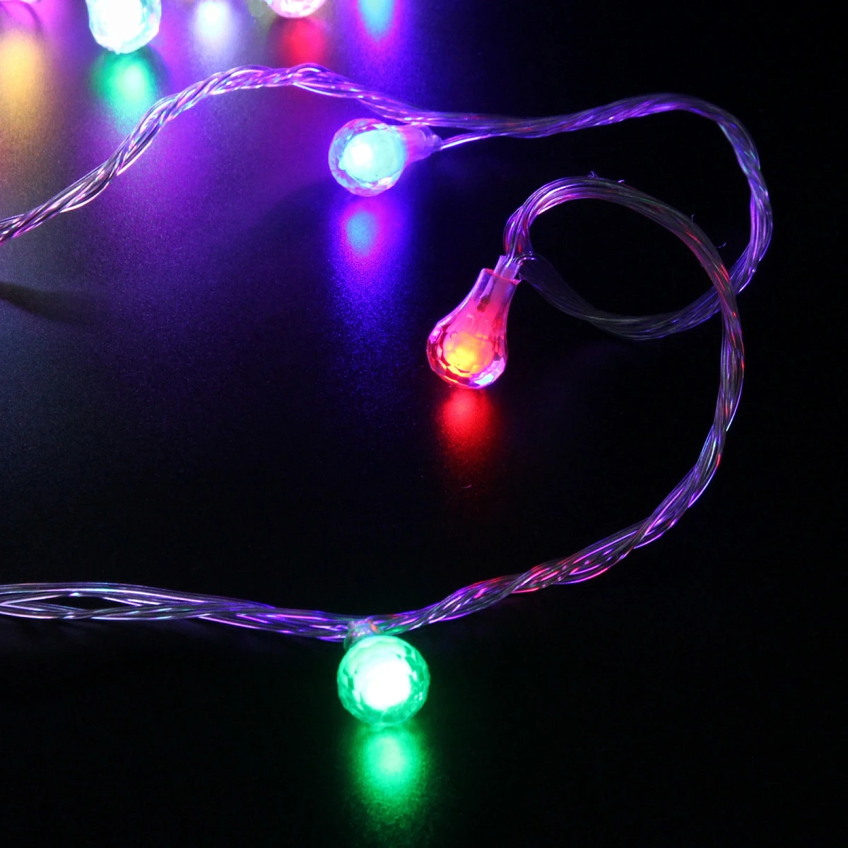 Гирлянда для дома НИТЬ "Сияющая капля" 10 м 60 ламп LED, прозр.пров, 8 реж,IP-20, Мультицвет (возможность соединения)
