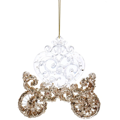 Подвеска Волшебная карета 12 см, БелыйЗолотой блеск_2