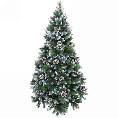 Ёлка "Сказочный лес" 180 см,ПВХ+леска, с белым напылением+шишки (935 веток) (SZ2000-180)