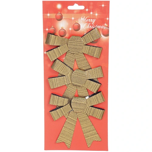 Бант на ёлку "Элегант" 10*11 см (набор 3 шт), Черное золото