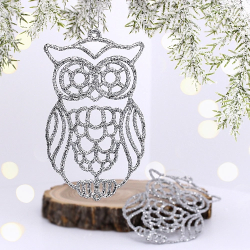 Подвеска "Мудрая сова" 10 см (набор 2 шт), серебро