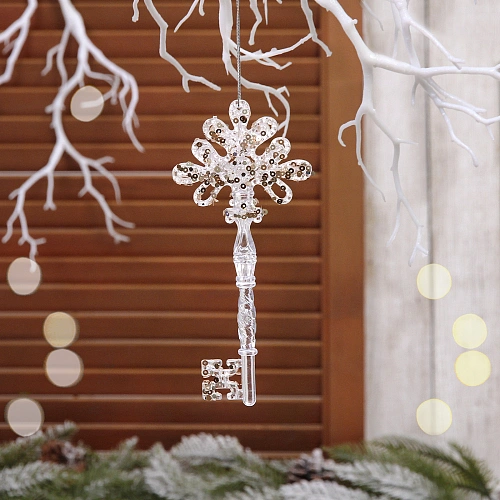 Подвеска "Ключ от сказки" 16*7 см, Белый/Золотой блеск