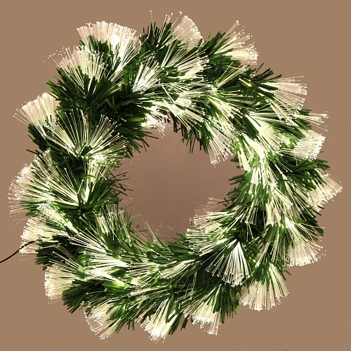 Венок хвойный "Волшебные переливы" d-40 см светодиодный, Теплый белый