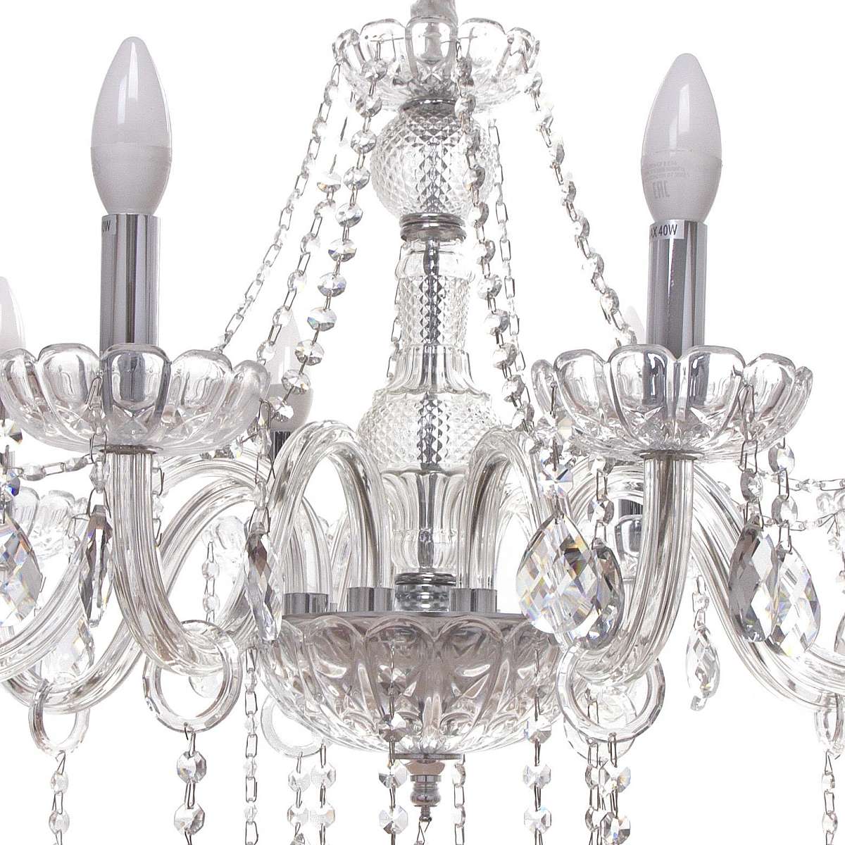 Люстра подвесная в стиле барокко "Alfemminile" 8*40Вт 25-DZ888 со стеклянными основаниями