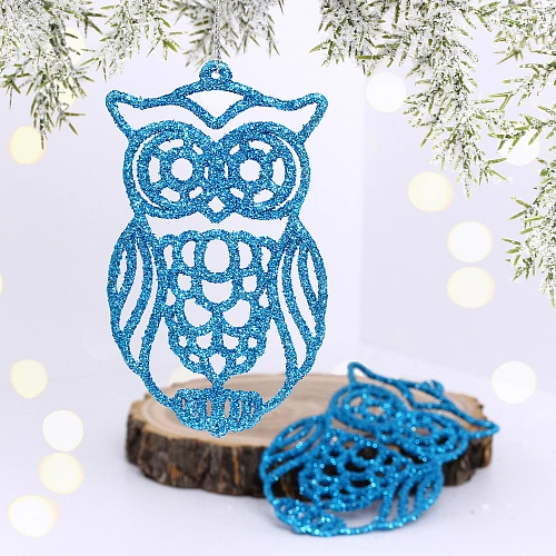 Подвеска "Мудрая сова" 10 см (набор 2 шт), голубой