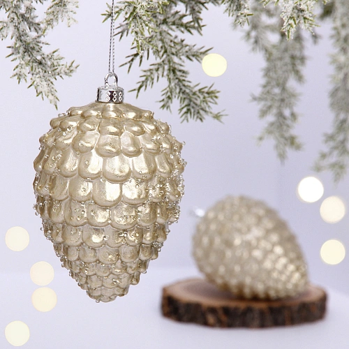 Ёлочные игрушки VERSAILLES "Лесные шишки" 13*8 см (набор 2 шт), Шампань