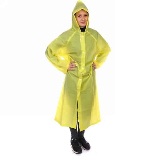 Дождевик-плащ 110 Мкрн 11565см Macarons с капюшоном и завязками, на кнопках, желтый ДоброСад_13