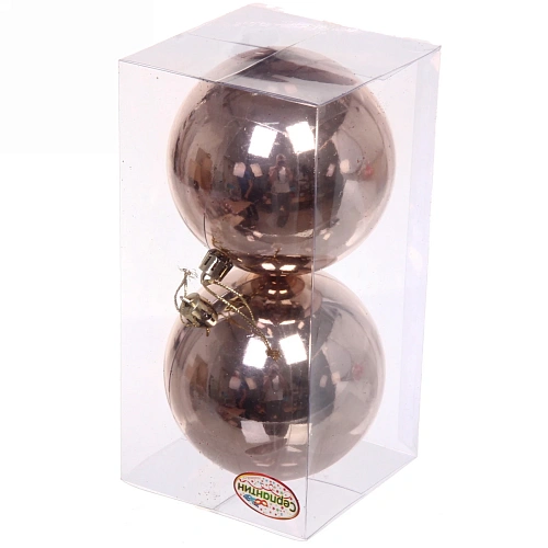 Новогодние шары 10 см (набор 2 шт) Глянец, шампань_2