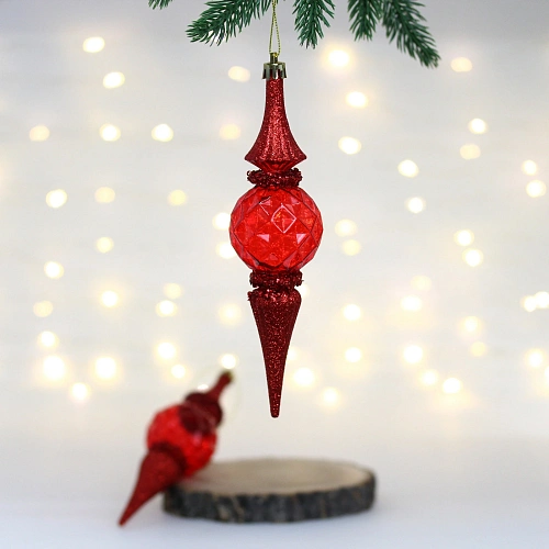 Елочные игрушки "Искры" 5*5*19 см (набор 2 шт), Красный