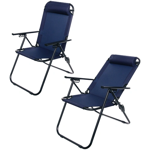 Кресло складное с подлокотниками TFS1608, 54*68*95 см, 3 положения, темно-синий.