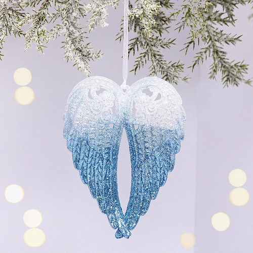 Подвеска "Волшебные крылья" 10*15 см, Белый/Голубой