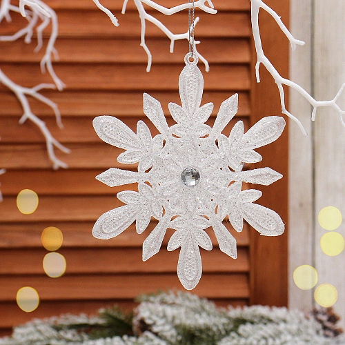 Подвеска "Искристая снежинка" 13 см, Белый
