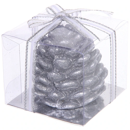 Свеча новогодняя Лесная шишка 6,76,75 см, Серебро_2