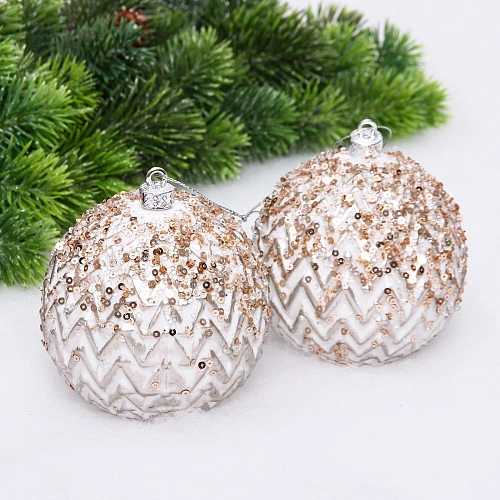 Новогодние шары VERSAILLES "Кассиопея" 10 см (набор 2 шт), Шампань