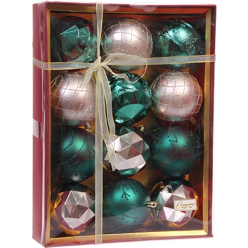 Новогодние шары Волшебный вальс 8 см (набор 12 шт), ИзумрудШампань_5