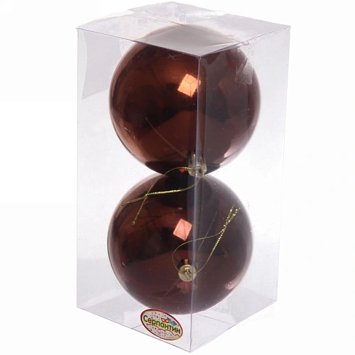 Новогодние шары 10 см (набор 2 шт) Глянец, шоколад_6