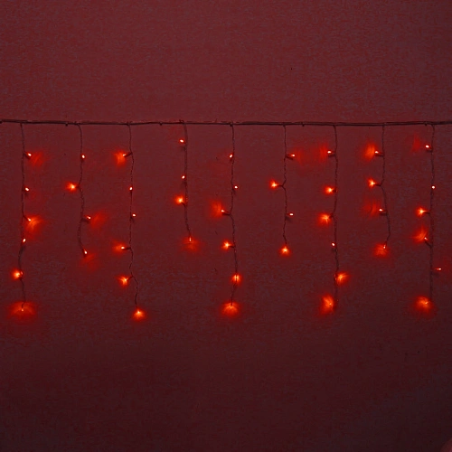 Гирлянда для улицы БАХРОМА ш3м* в40/60см 100 ламп LED, прозр. пров, 8 реж, IP-54, Красный (возможность соединения)
