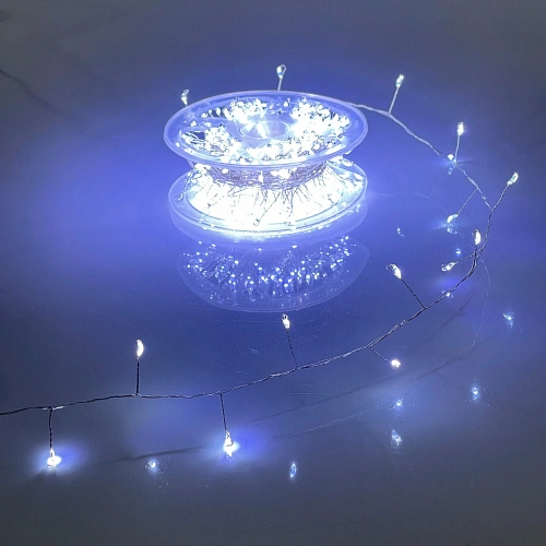Гирлянда для дома НИТЬ "Хвойная лапа" 40 м 1000 ламп LED, серебр.провод, 1 реж, IP-20, 220v, Белый (эффект мерцания)