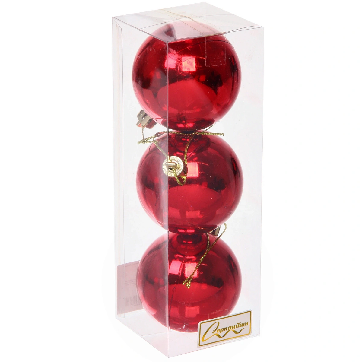 Новогодние шары 6 см (набор 3 шт) "Глянец", красный
