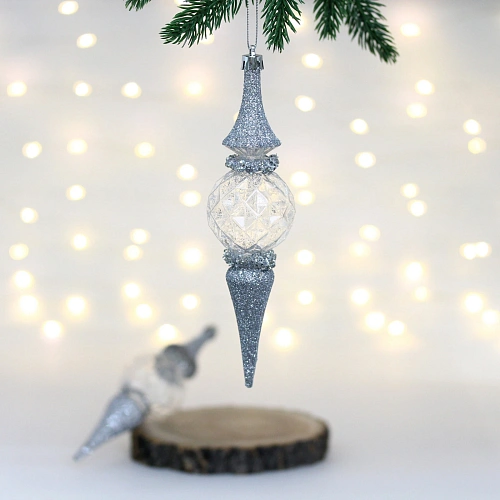 Елочные игрушки "Искры" 5*5*19 см (набор 2 шт), Белый