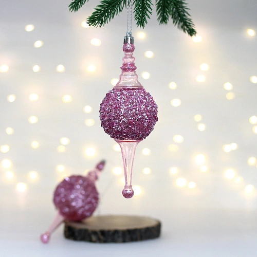 Елочные украшения "Мерцание ночи"  6.5*6.5*19.5 см (набор 2 шт), Розовый