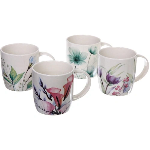 Кружка керамическая 350мл "Цветочная акварель", микс рисунков