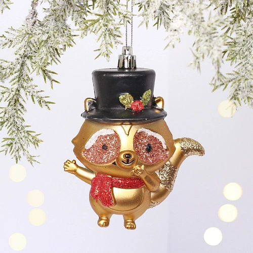 Ёлочная игрушка "Умный енотик" 7*9*10 см