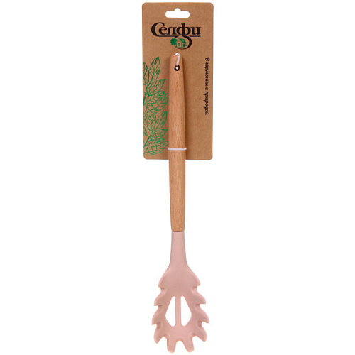 Ложка кухонная для спагетти силиконовая "CooKstyle"  розовая 31,7*6см