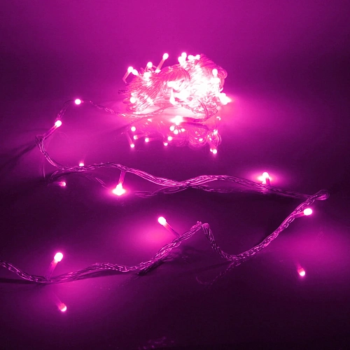 Гирлянда для дома "Bright light" 9,5м 100 ламп LED прозрач.пров.,8 реж, IP-20, Фиолетовый (возможность соединения)