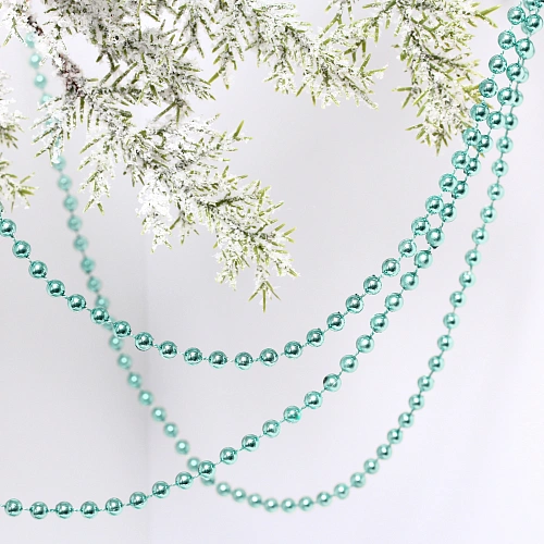 Бусы на елку 2,7м "Шарик" d-6мм, голубой (pvc коробка)