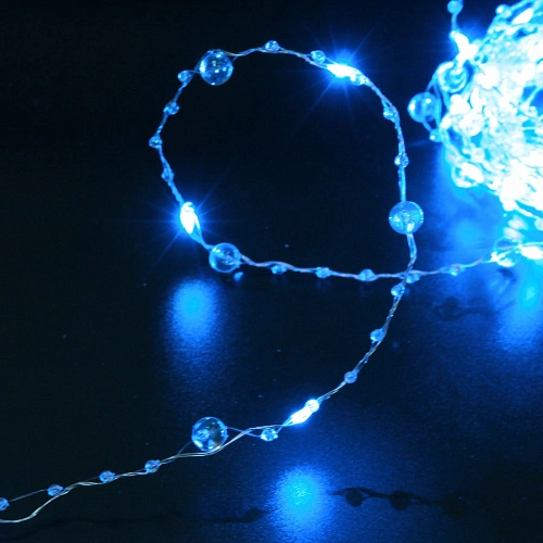 Гирлянда для дома НИТЬ Льдинка 5 м 50 ламп LED, 8 реж,IP-20, Голубой_14