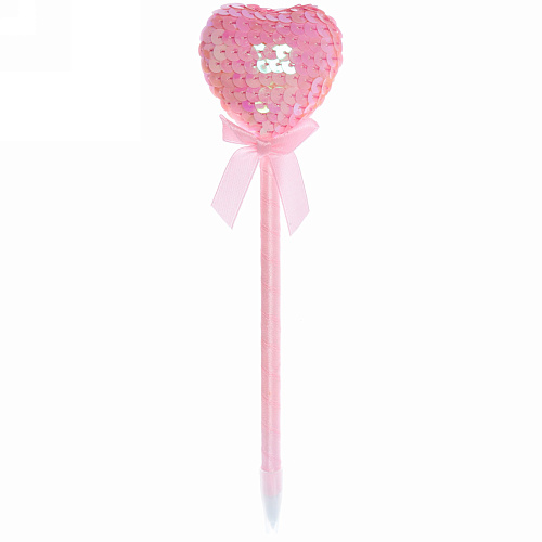 Ручка шариковая "Heart- Пайетки", цвет синий, 22 см
