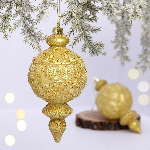 Ёлочные игрушки VERSAILLES "Снежная капля" 16*8 см (набор 2 шт), Золото