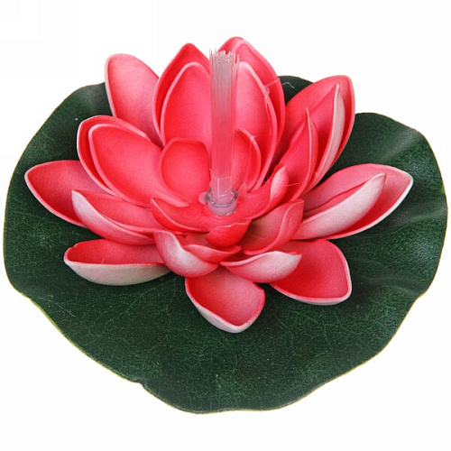 Растение водоплавающее "Кувшинка" d-13см красная, с подсветкой (теплый белый)