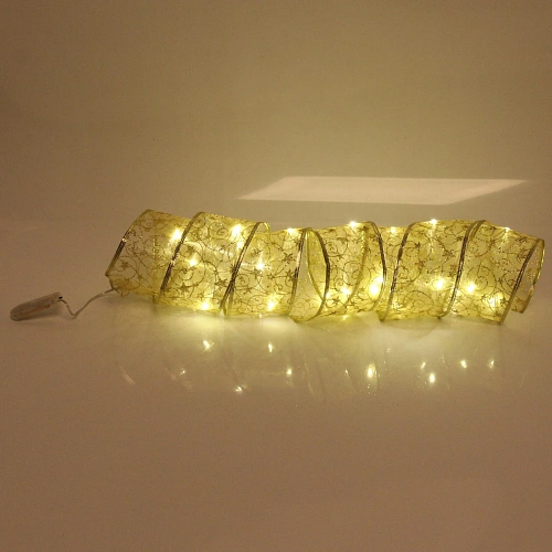 Гирлянда для дома ЛЕНТА ДЕКОРАТИВНАЯ  Волшебство 2,0 м, 6 см, 20 ламп LED (на батарейках), Золото (подсветка золото)_4