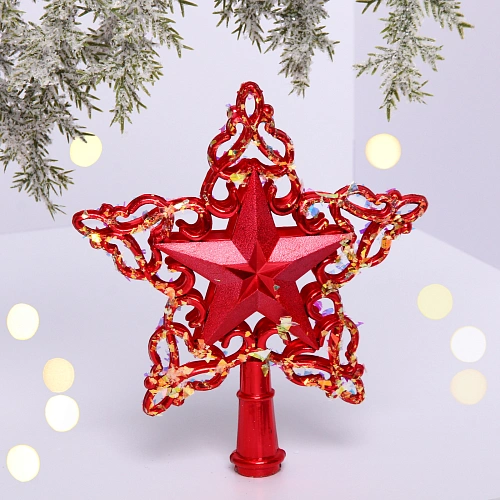 Звезда на ёлку "Снежная звезда" 15 см, Красный