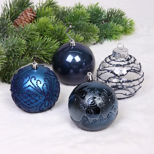 Новогодние шары Волшебство ночи 8 см (набор 12 шт), Сапфир_8