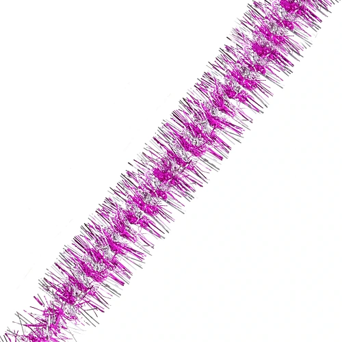 Мишура "Огонёк"  2 м 9 см, Фуксия/Серебро