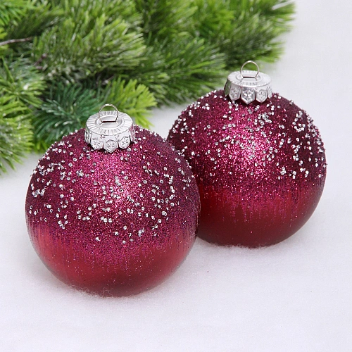 Набор шаров "Сказочная полночь" 10 см (в наборе 2 шт), Рубин