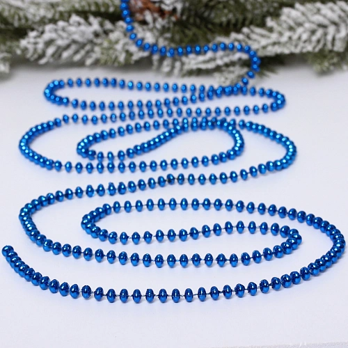 Бусы на ёлку 2,0 м "Жемчуг" 0,68 см, Сапфир