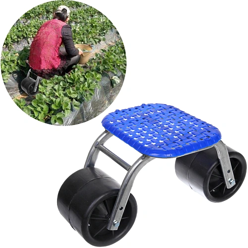 Стул садовый на колесах для прополки и работы в саду 30*53*26см, цвет синий