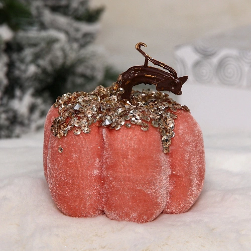 Фигурка новогодняя "Блестящая тыква" 9*9*10 см, Розовый