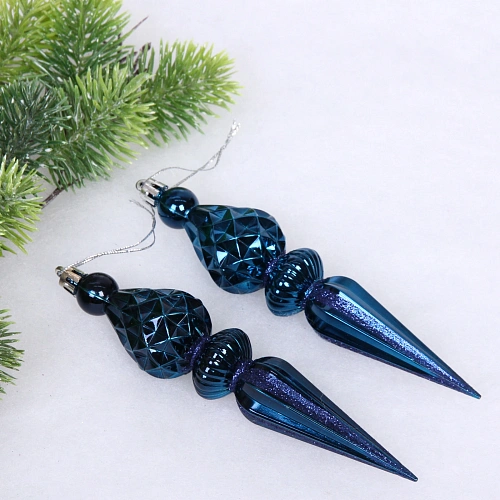 Ёлочные игрушки "Сказочная сосулька" 17,8 см, Сапфир (набор 2 шт)
