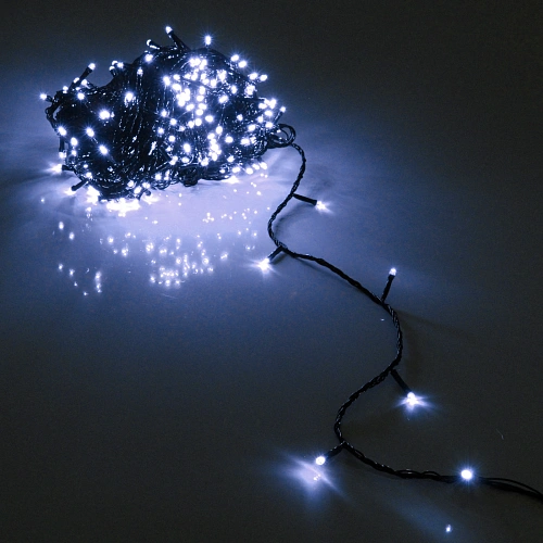 Гирлянда для улицы 40м 400 ламп LED чёрный провод, 8 реж, IP-54, Белый (возможность соединения)